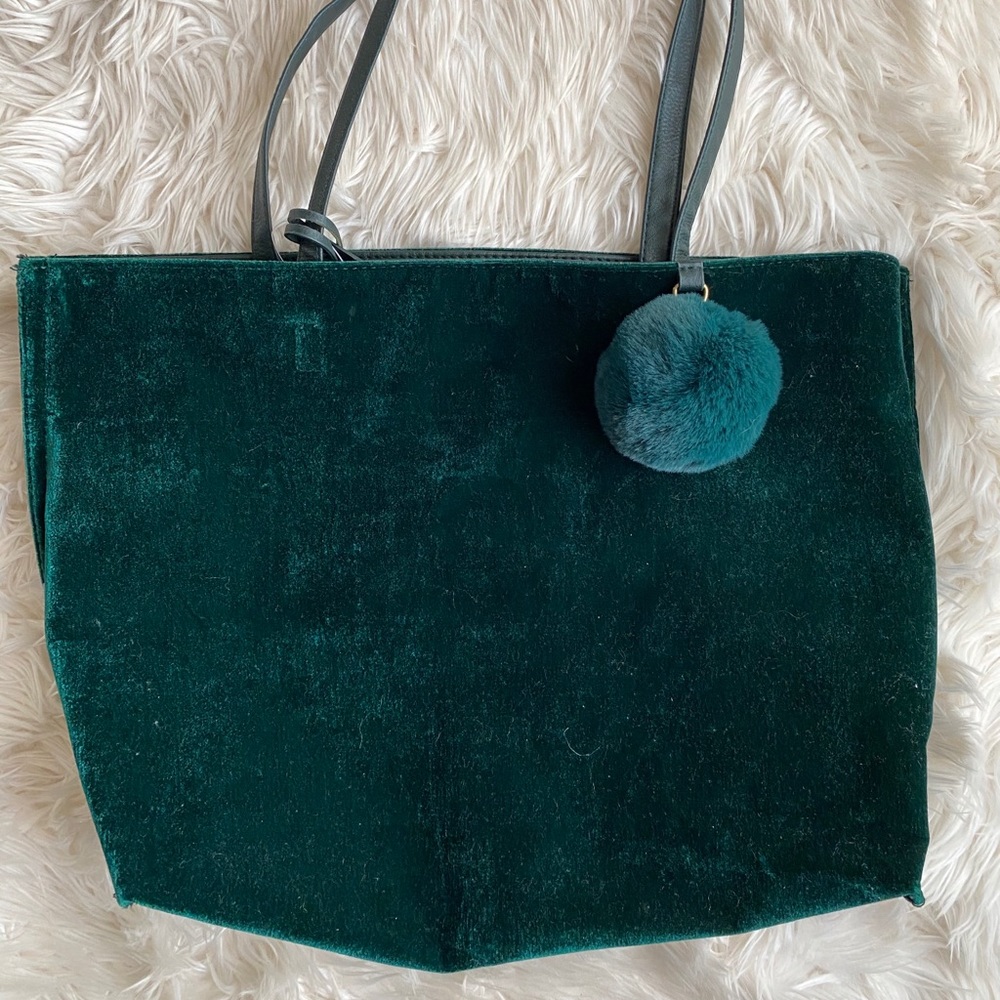 Green Velvet Tote Bag